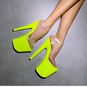Neon Yellow Platform Heels